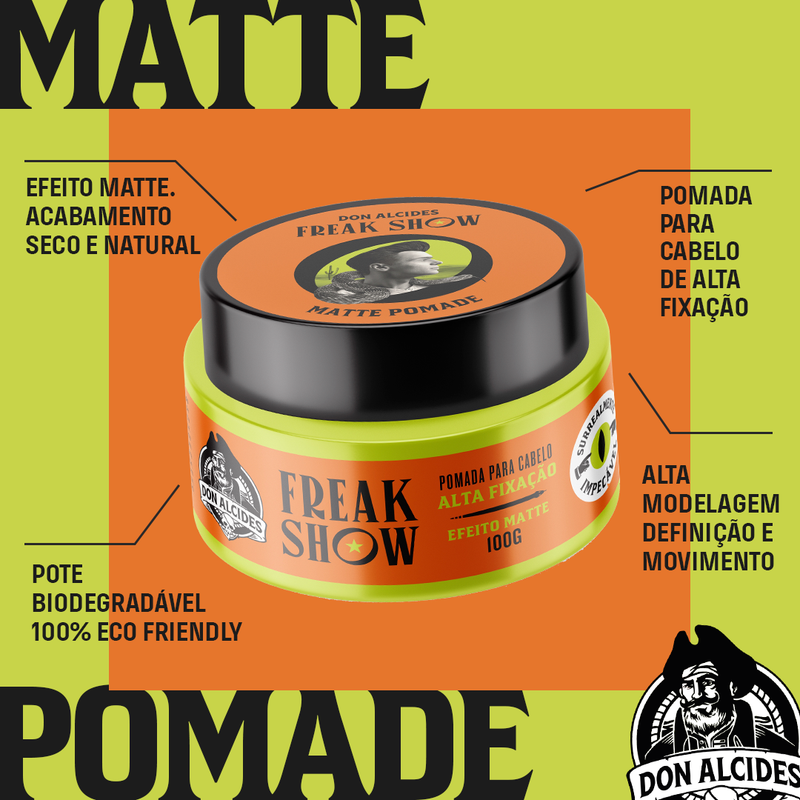 POMADA MATTE PARA CABELO DON ALCIDES FREAK SHOW 80g