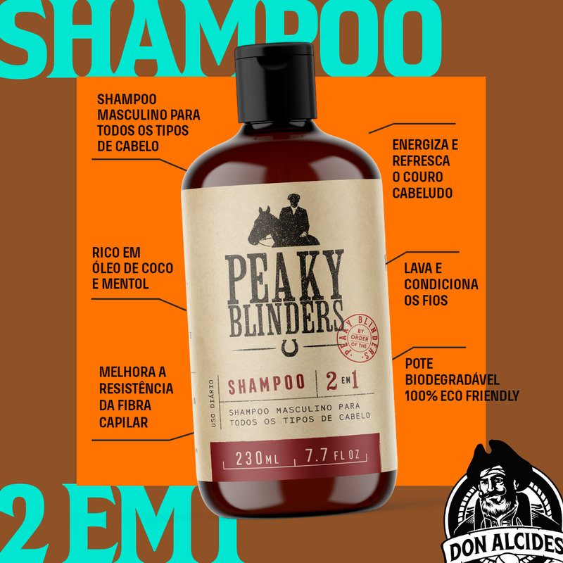 SHAMPOO PARA CABELO MASCULINO 2 EM 1 PEAKY BLINDERS -230ml