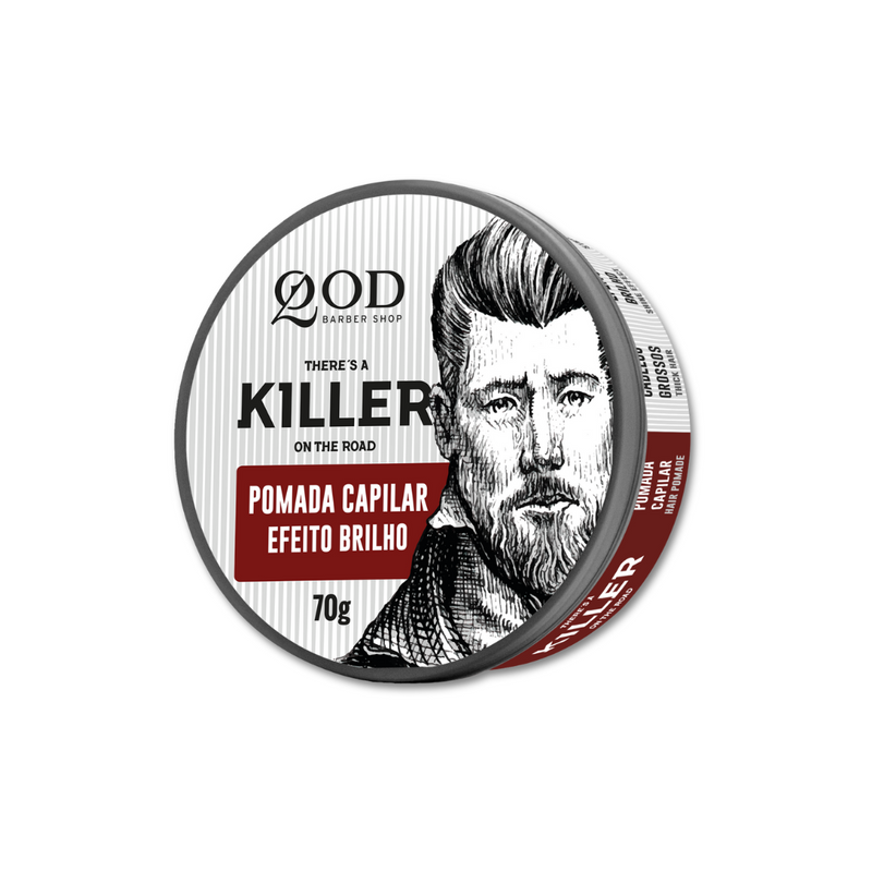 POMADA CAPILAR KILLER BRILHO 70G - ALTA FIXAÇÃO EFEITO BRILHO - QOD BARBER SHOP