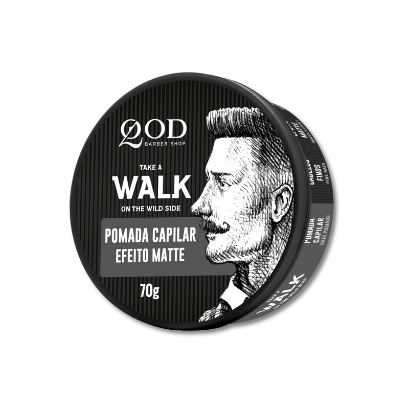 POMADA CAPILAR WALK 70G - MÉDIA FIXAÇÃO EFEITO MATTE - QOD BARBER SHOP